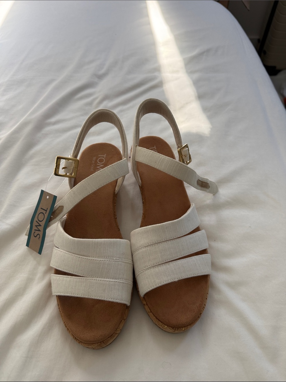 TOMS White Canvas Slingback Espadrille Sandals